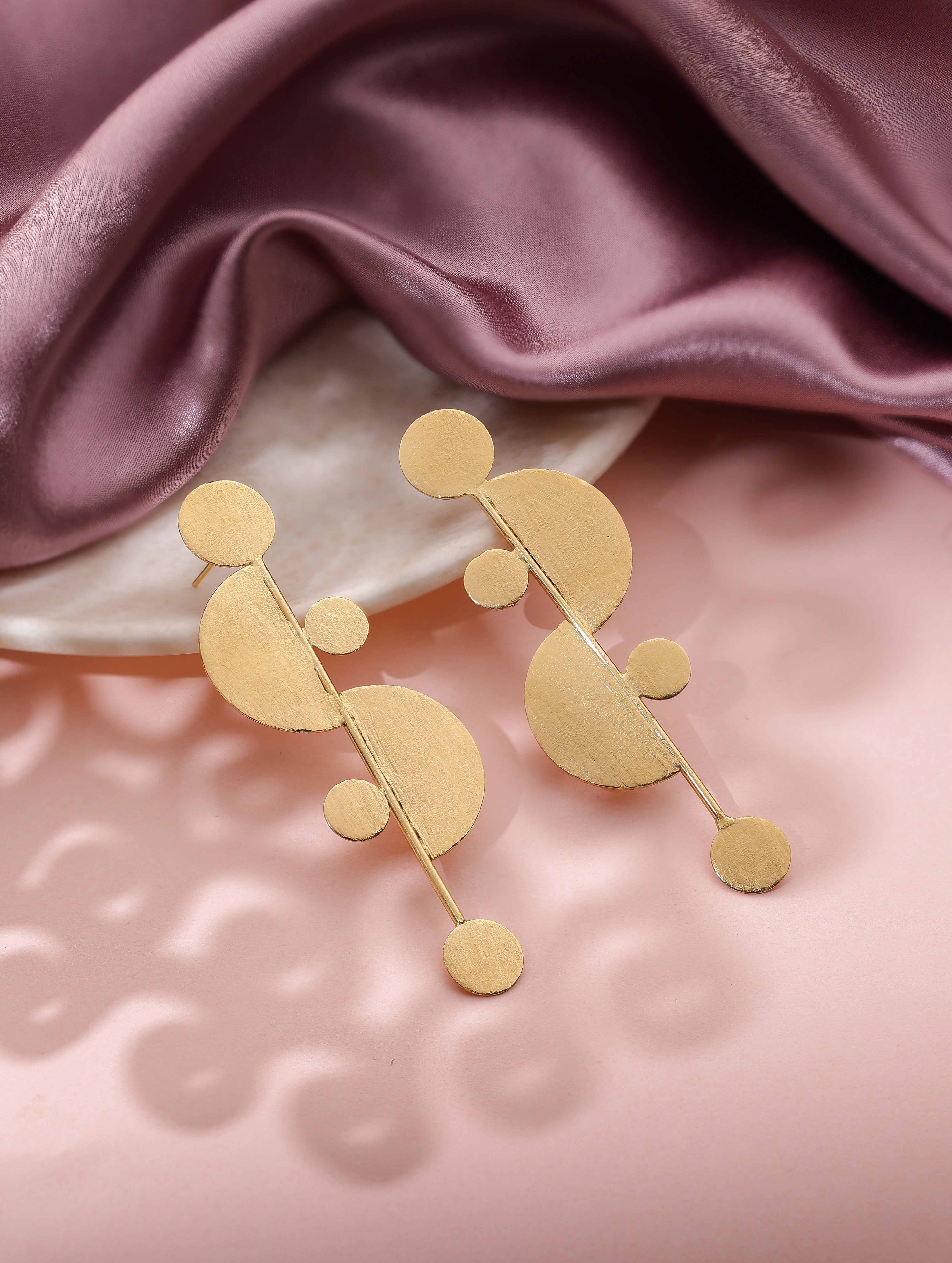 Handcrafted Multi Disc Brass Earrings