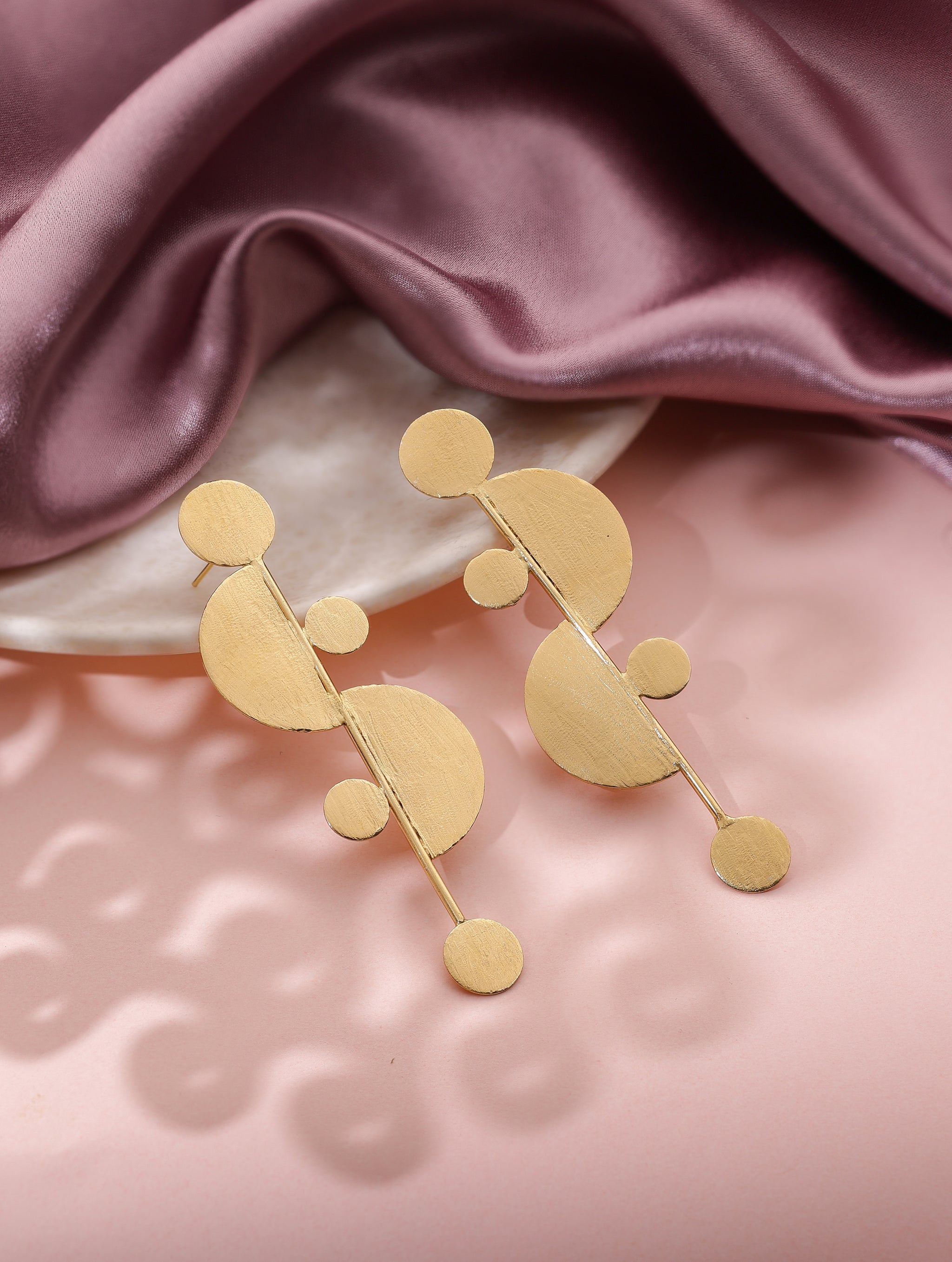 Handcrafted Multi Disc Brass Earrings