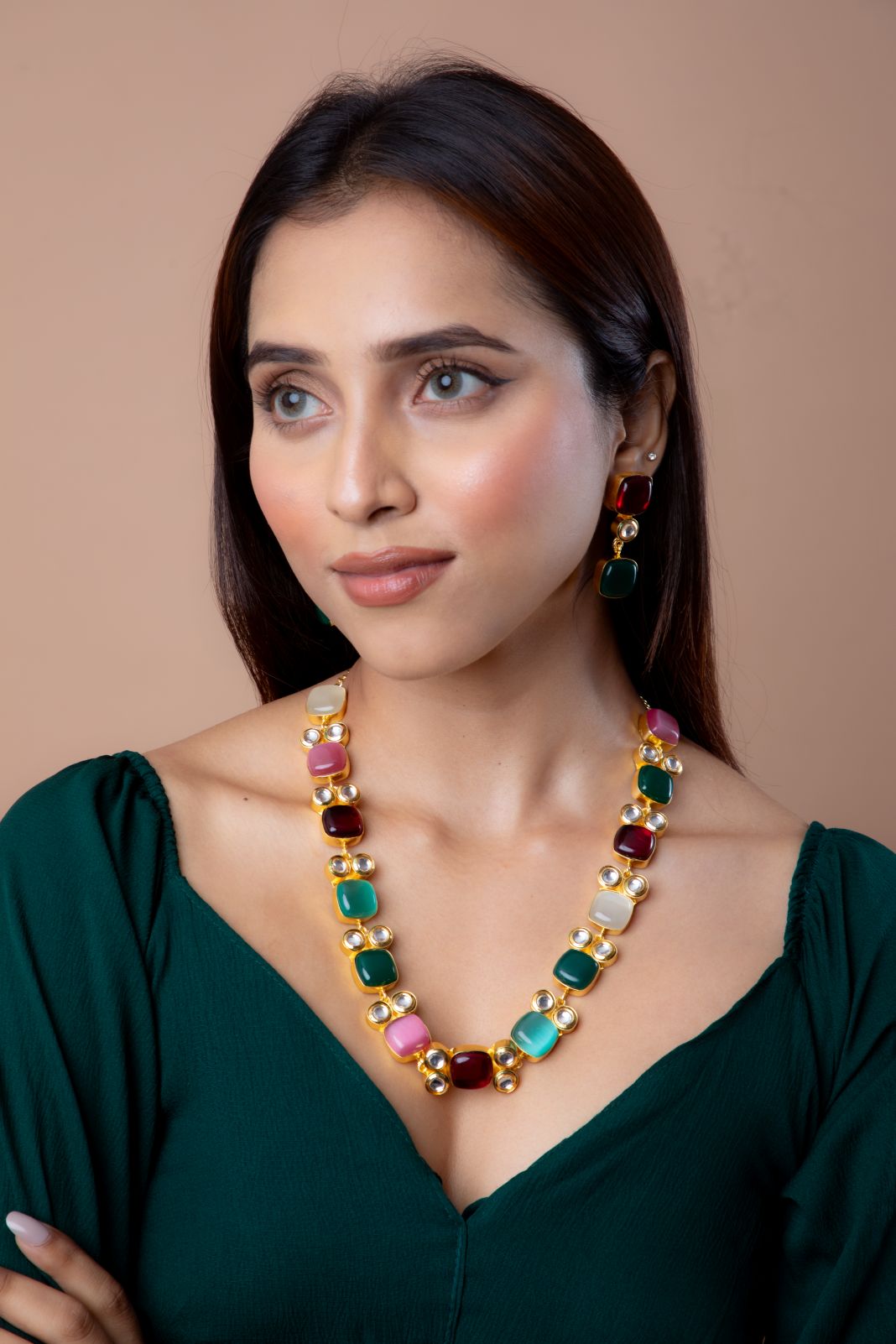 Crystal Cascade Necklace Set