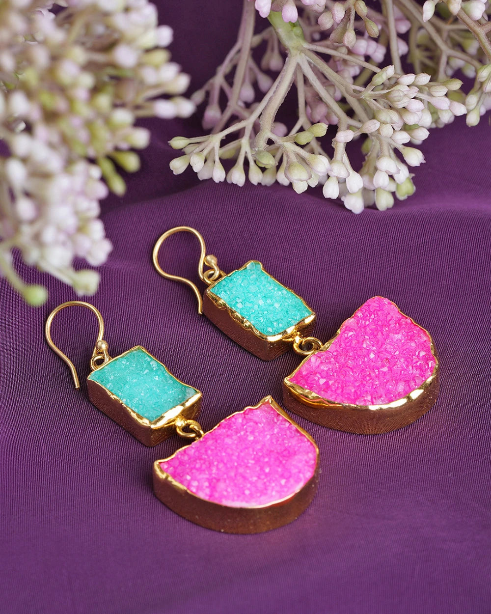 Moon Stone dual color Drop  Earrings