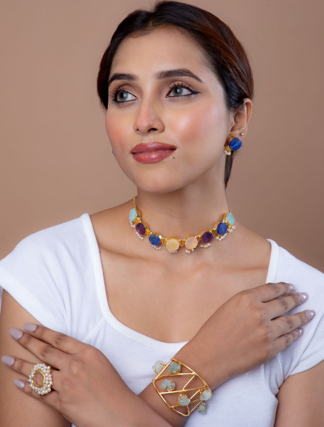 Whispering Stones Multicolor Choker Set