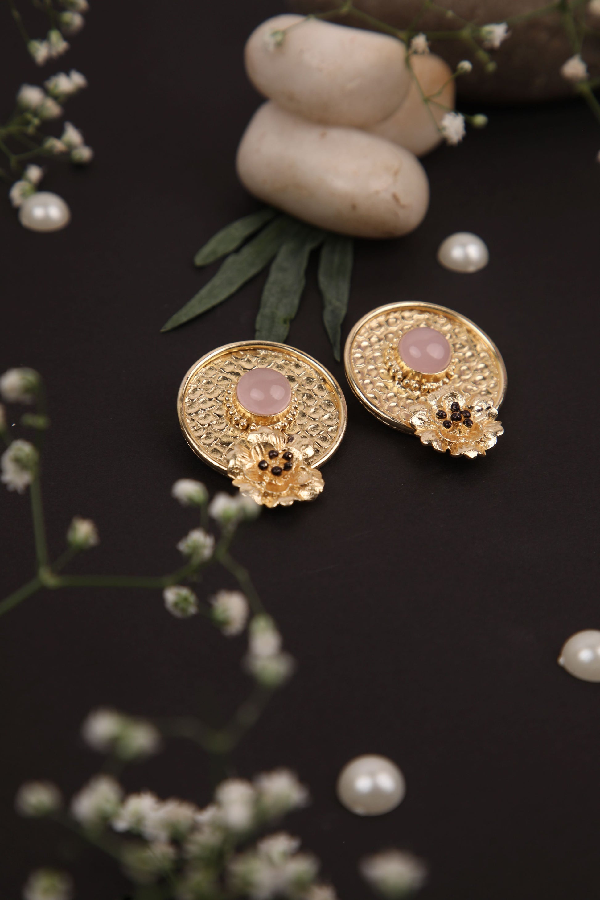 Stone Studded Coin Earrings