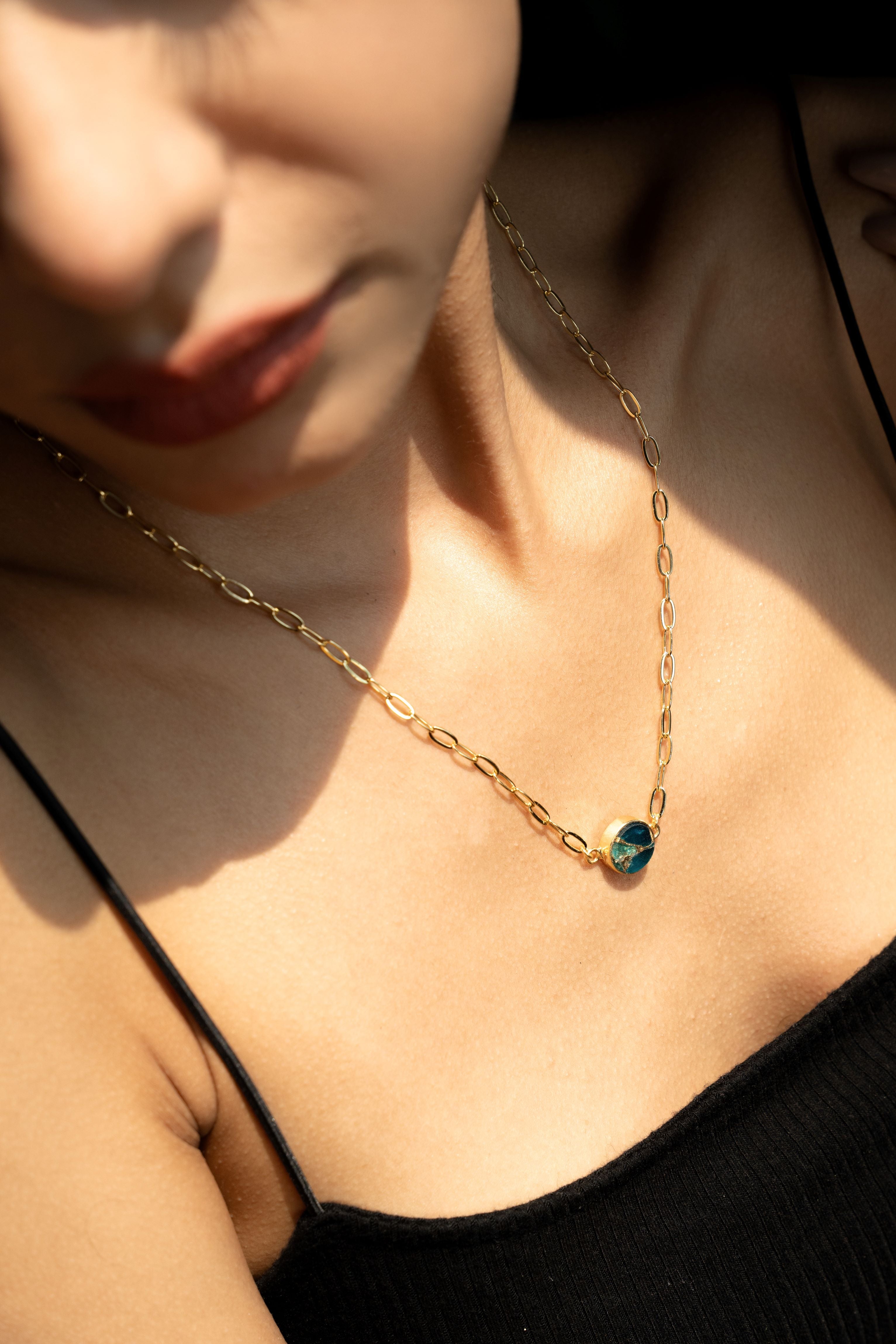 Green Emerald Mohave Stone Pendant Set