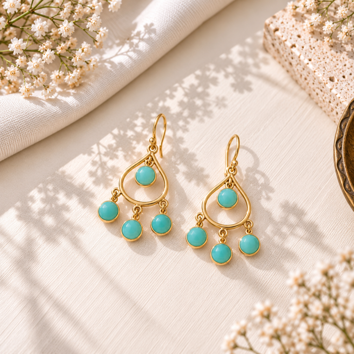 Aqua Chalcedony Drop Earrings