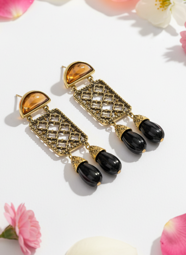 MC Paris Tiger Eye Abstract Earrings