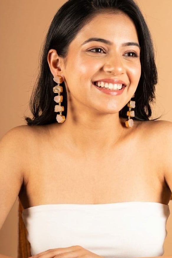 Penta Stone Asymmetric Earrings