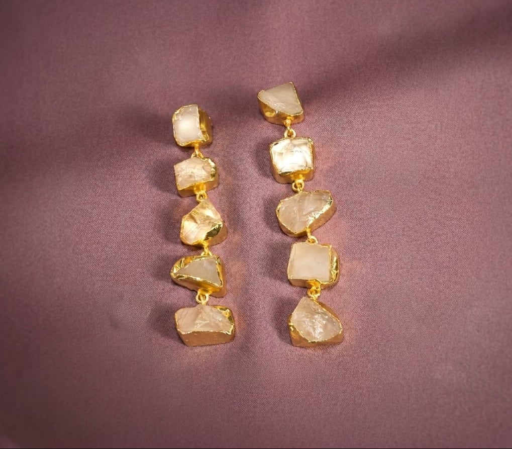 Penta Stone Asymmetric Earrings