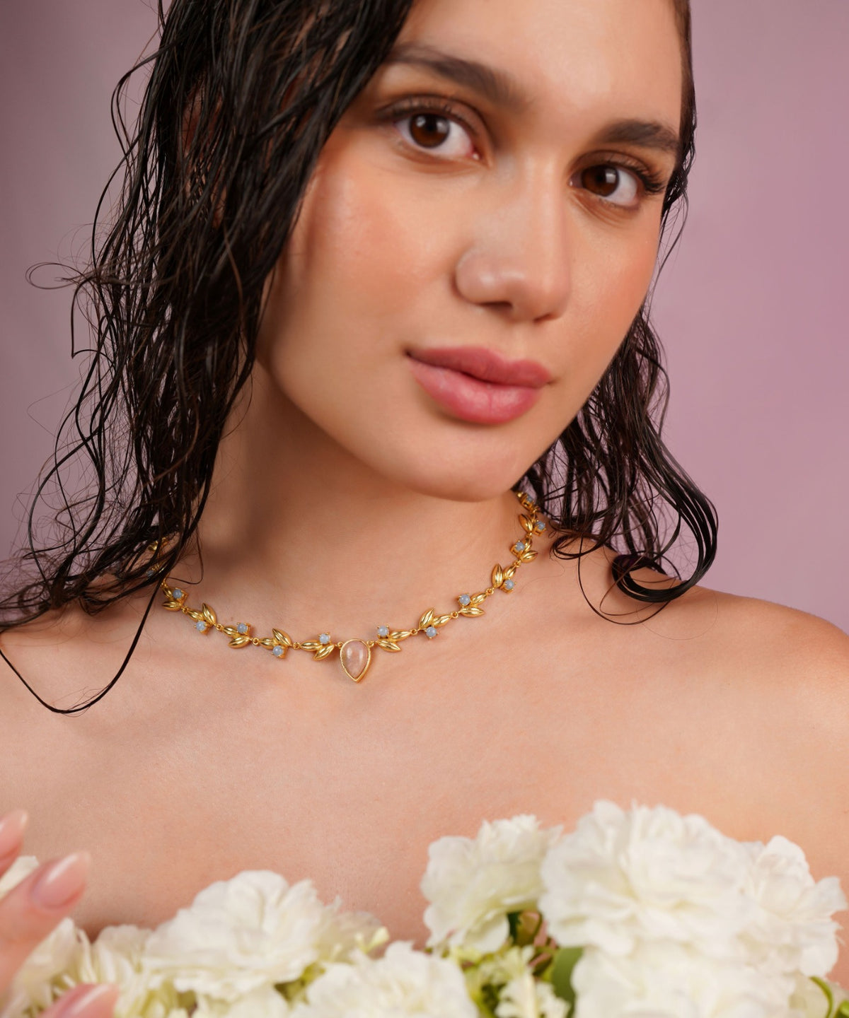 MC Paris Pink Opal Botanical Necklace