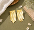 Multi-striped Curtain brass Earrings