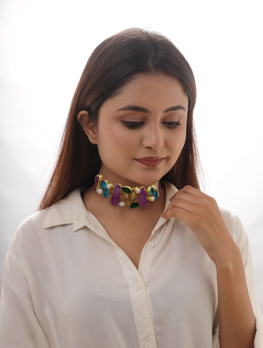 Amethyst Elegance Choker Necklace - Jiaarajewellery