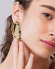 Apatite & Emerald Orbit Green Hoop Earrings