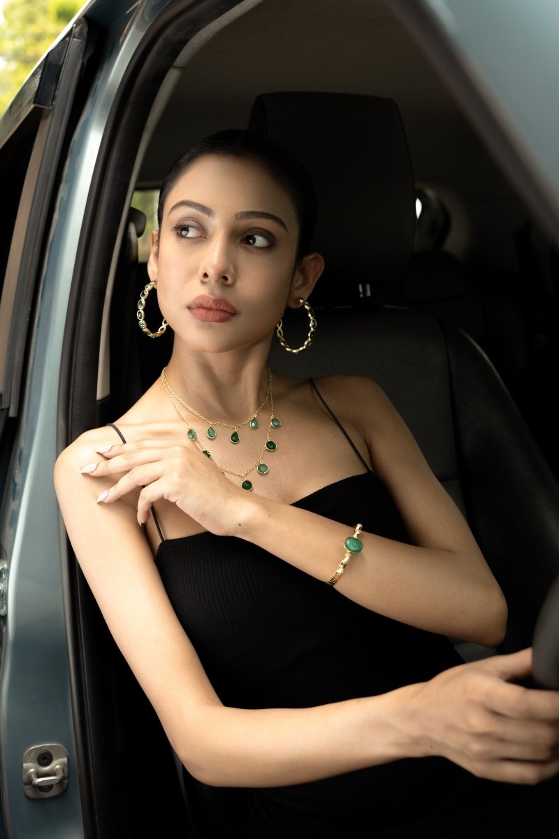 Apatite stone Dual layer Necklace set - Jiaarajewellery