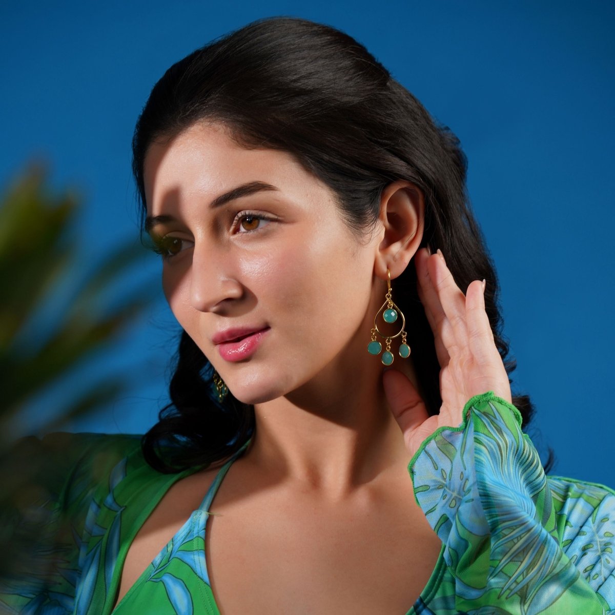 Aqua Chalcedony Drop Earrings - Jiaarajewellery
