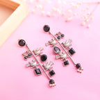 Black Stone Tree Oxidised Earrings - Jiaarajewellery
