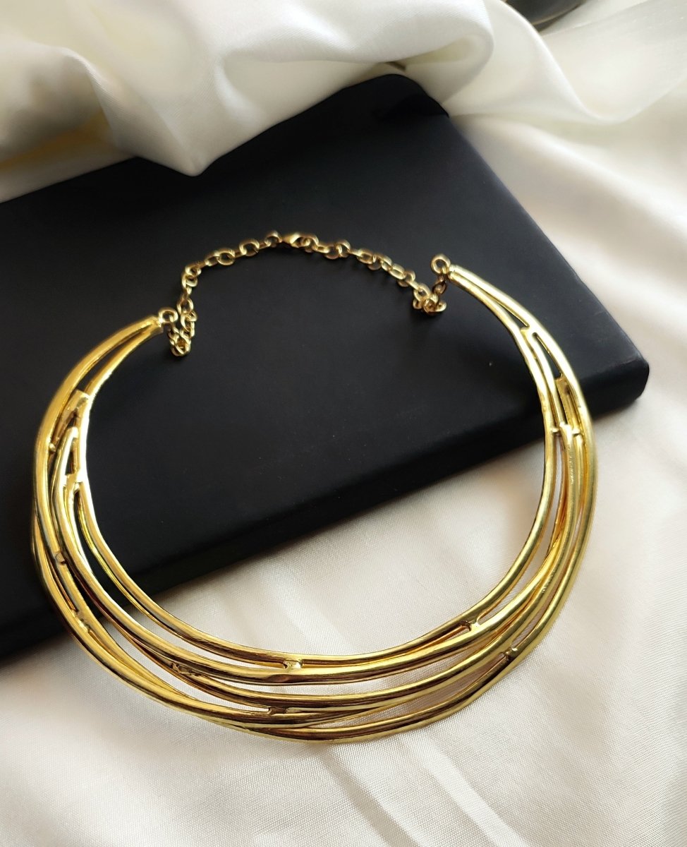 Bold Brass statement Necklace - Jiaarajewellery