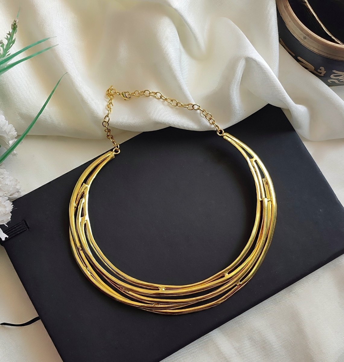 Bold Brass statement Necklace - Jiaarajewellery