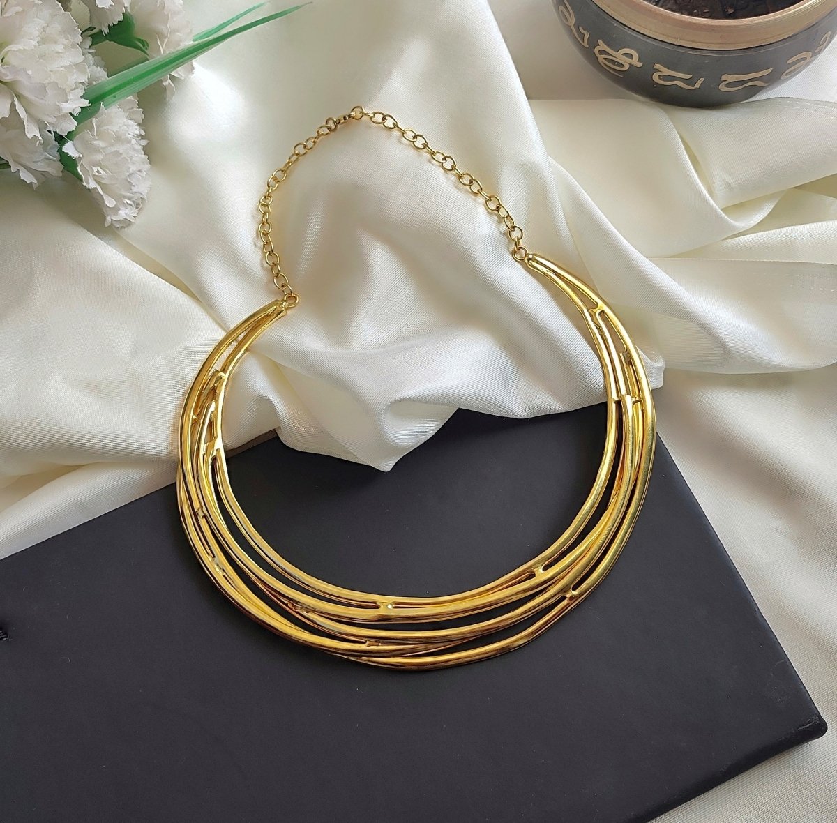 Bold Brass statement Necklace - Jiaarajewellery
