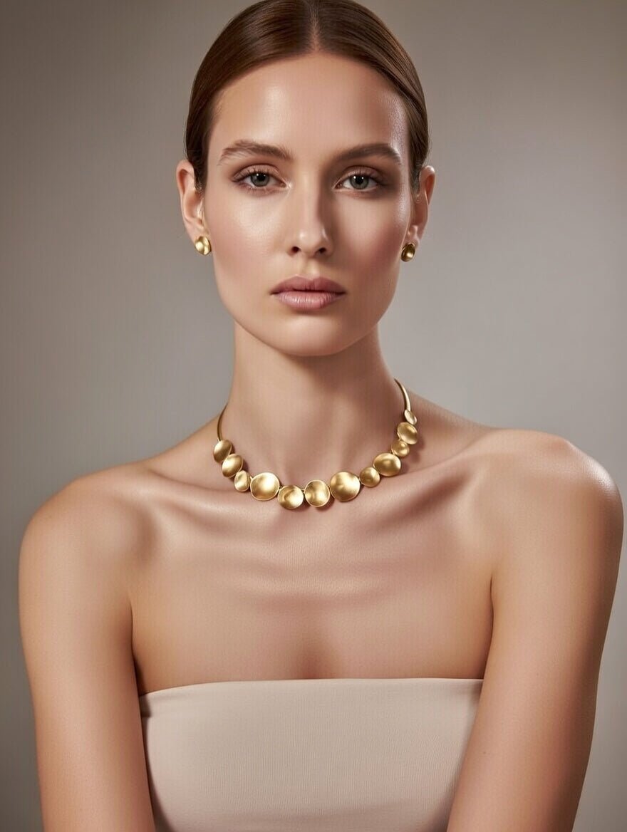 Brass discs Choker Necklace set - Jiaarajewellery