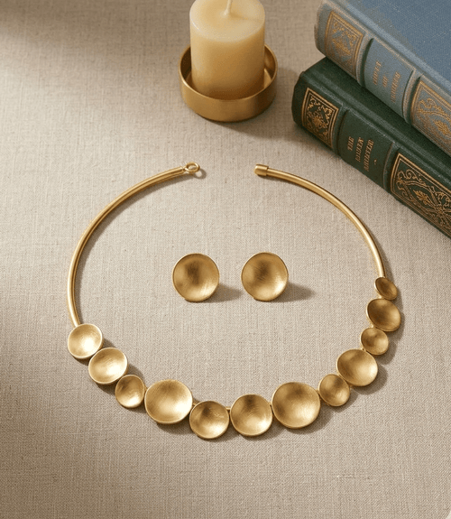 Brass discs Choker Necklace set - Jiaarajewellery