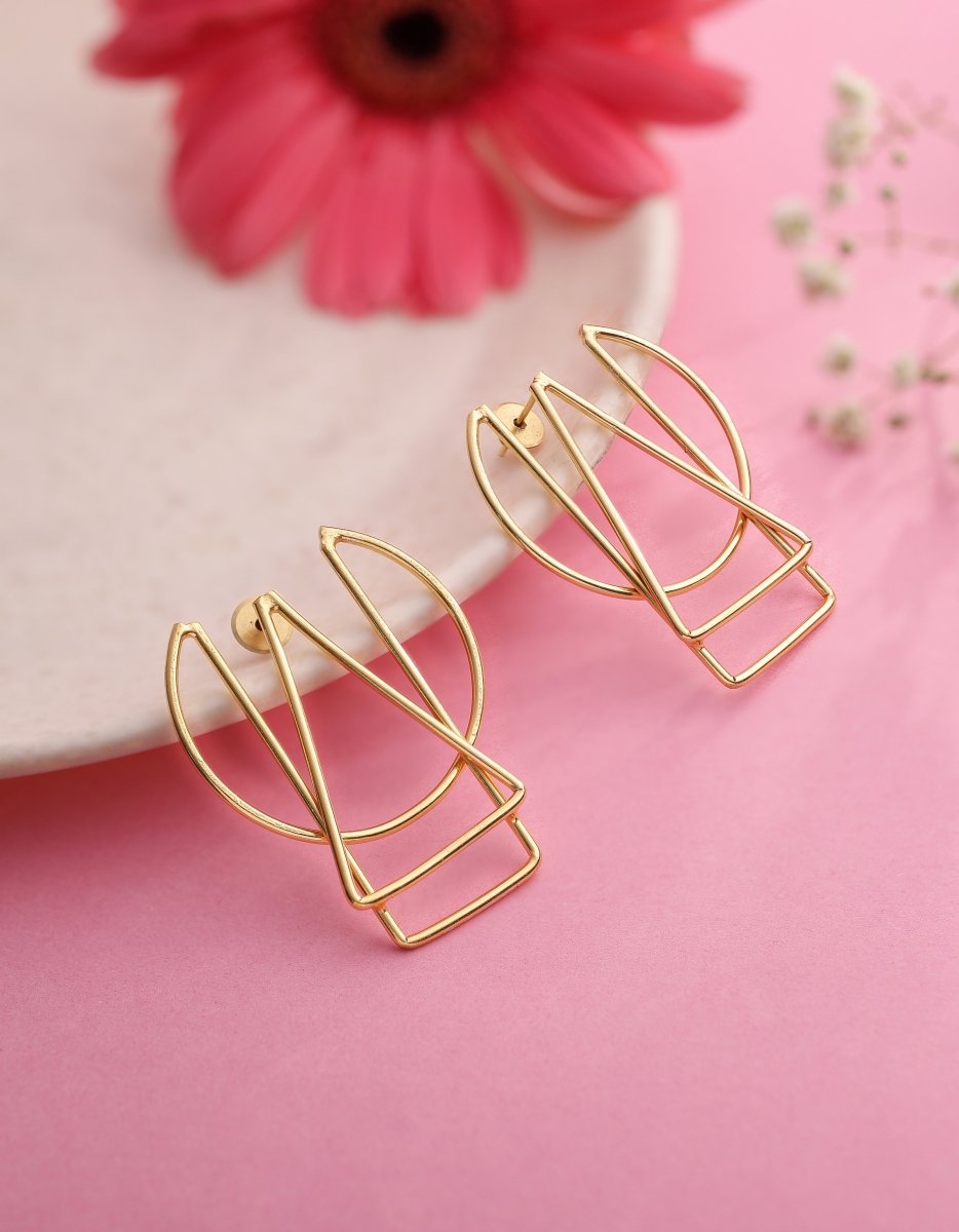 Brass Harmony Geometric Earrings - Jiaarajewellery
