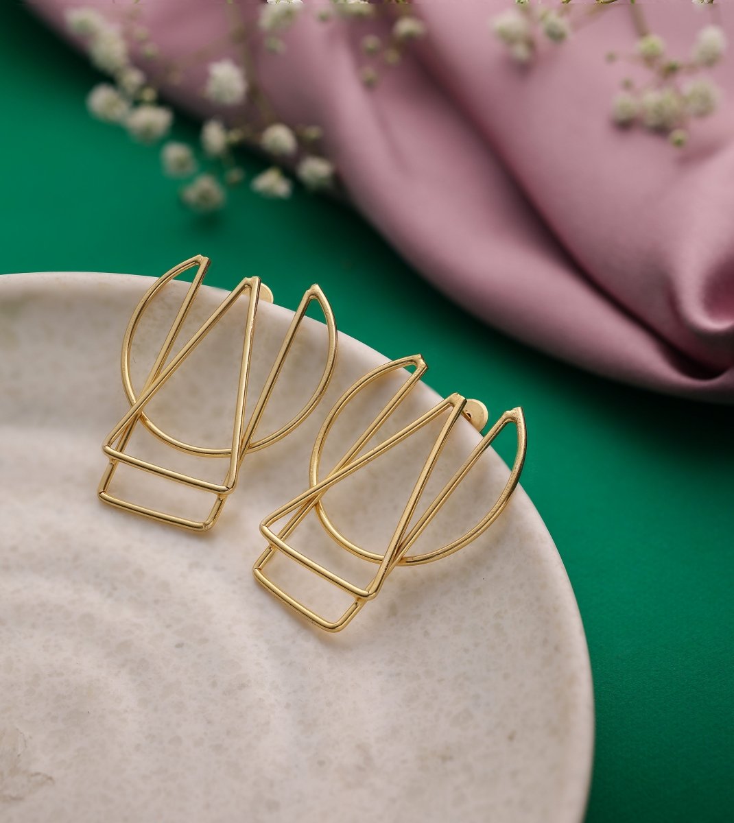 Brass Harmony Geometric Earrings - Jiaarajewellery