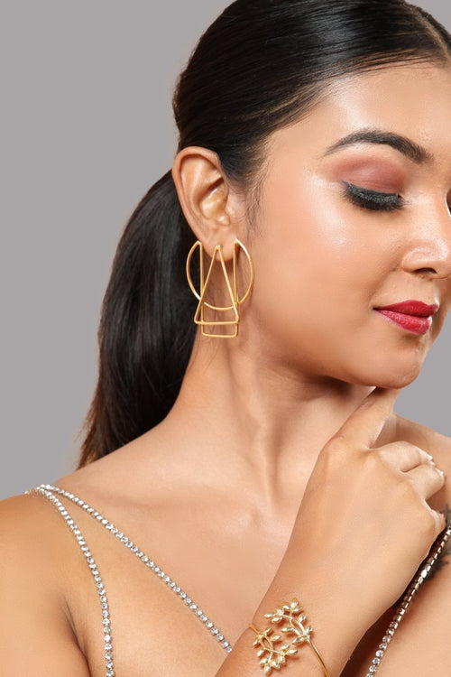Brass Harmony Geometric Earrings - Jiaarajewellery