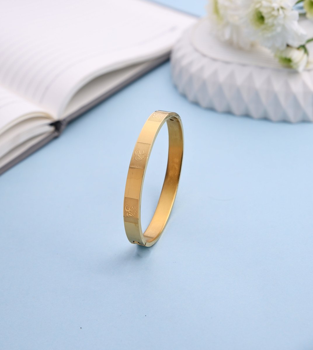 Brass Om Band Bracelet - Jiaarajewellery