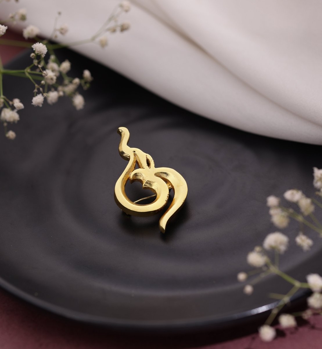 Brass Om Brooch for Men - Jiaarajewellery
