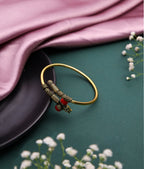 Brass Shiva Damru Cuff Bracelet - Gold - Jiaarajewellery