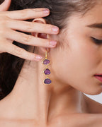 Cascading Trinity Amethyst Drop Earrings - Jiaarajewellery