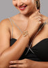 Clustered leaf sleek cuff bracelet