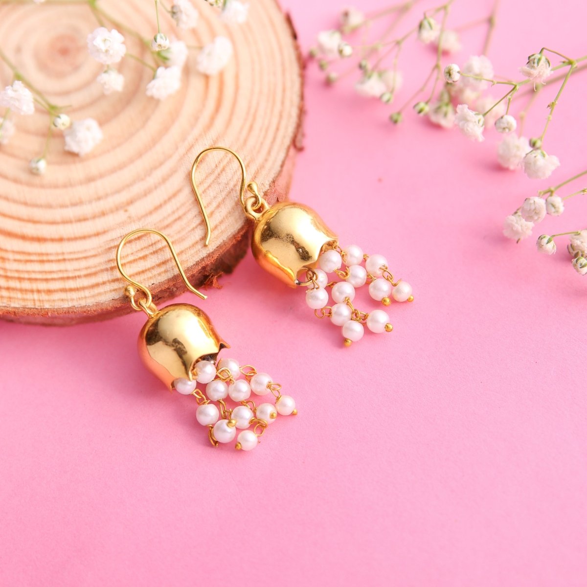 Clustered Pearl Dangle Jhumki Earrings - Jiaarajewellery