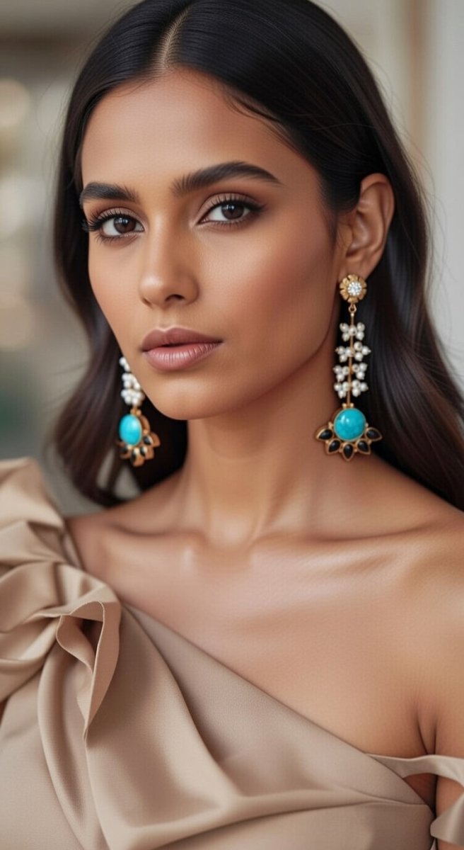 Clustered Pearl Embellished long Earrings - Jiaarajewellery