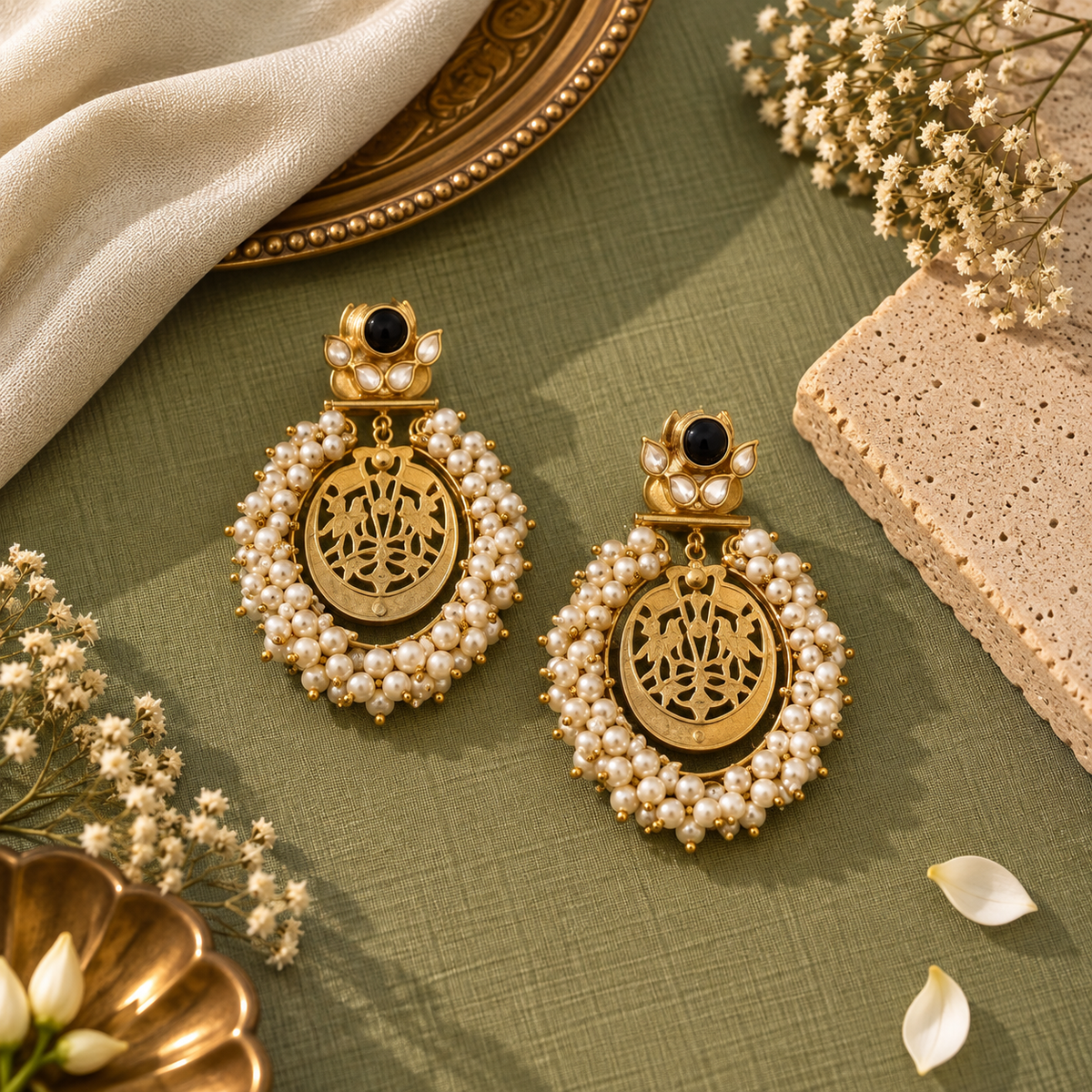 Earthsong Clustered pearls Earrings