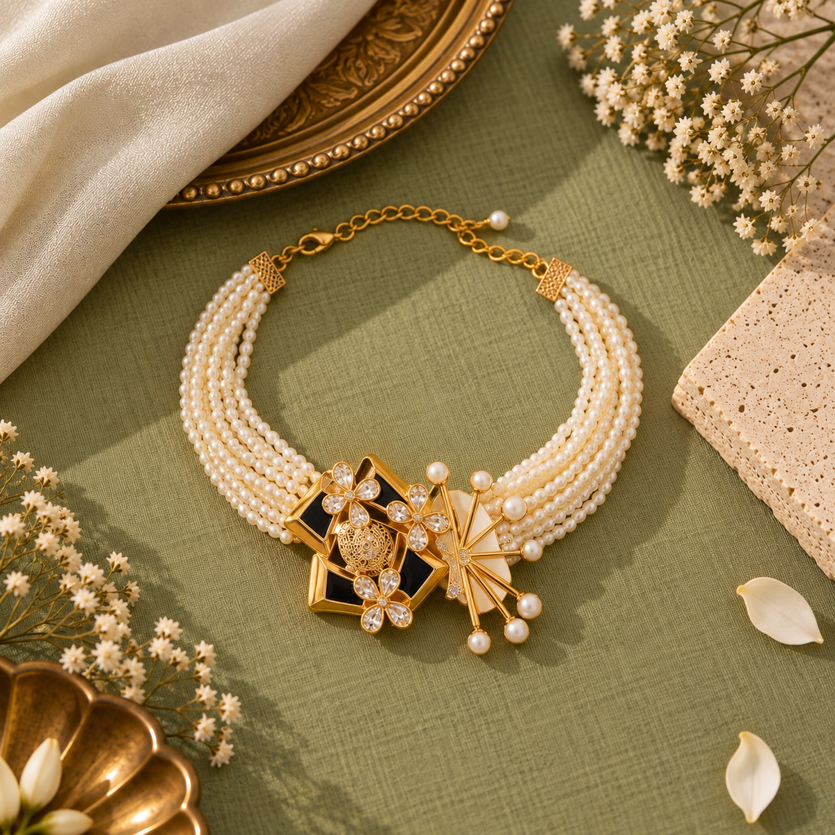 Earth's Embrace Antique pearl necklace