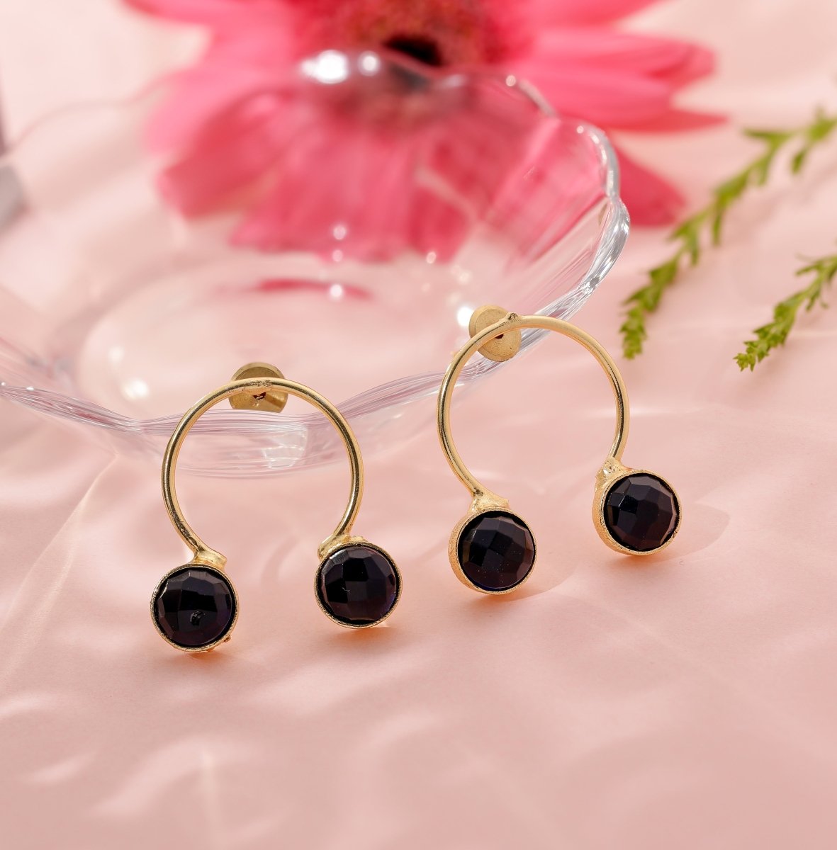 Dual Monalisa Ohm Earrings - Black - Jiaarajewellery