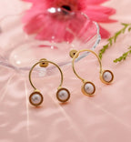 Dual Monalisa Ohm Earrings - White - Jiaarajewellery