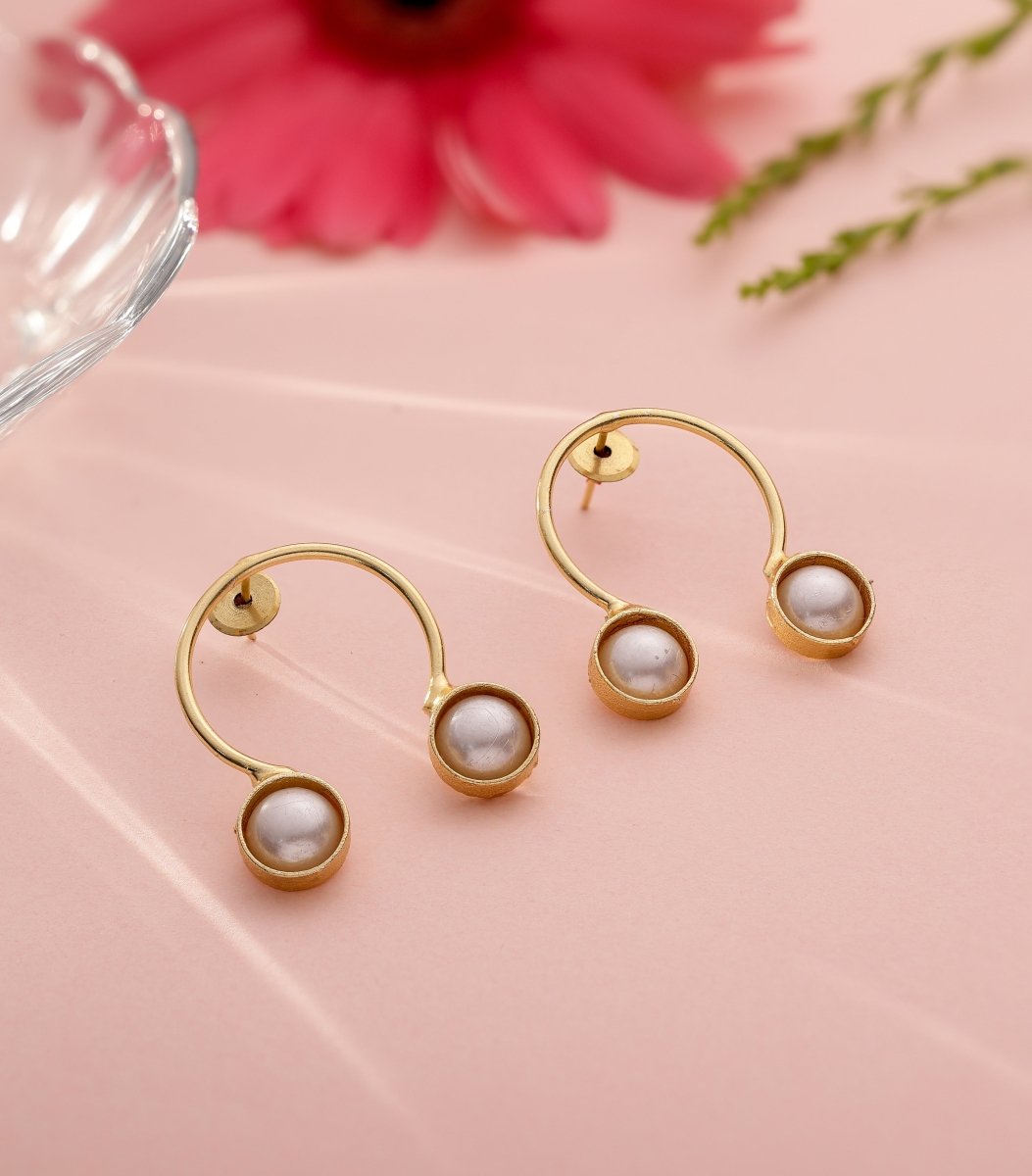 Dual Monalisa Ohm Earrings - White - Jiaarajewellery