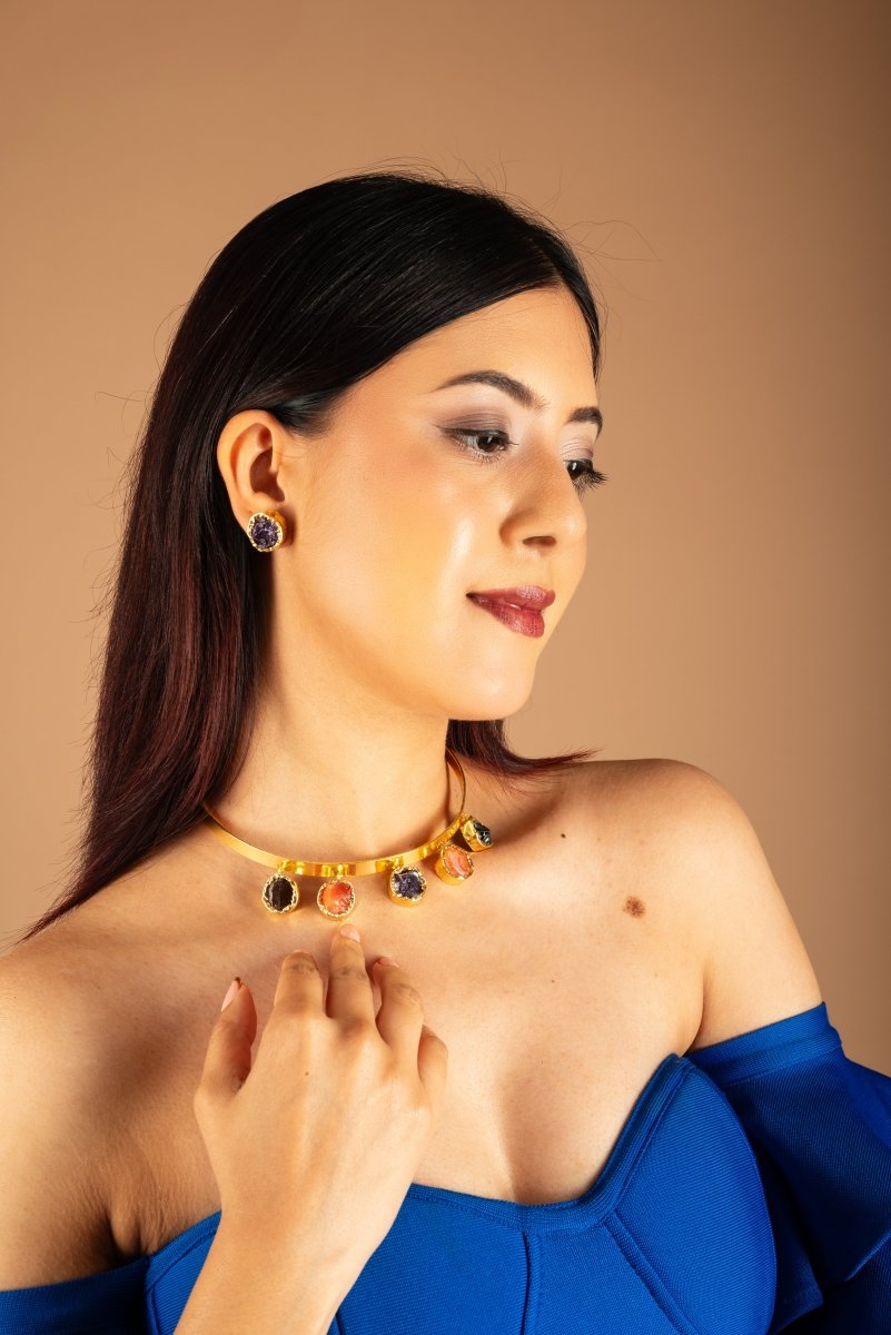 Earthborn Elegance Multicolor Choker Necklace - Jiaarajewellery