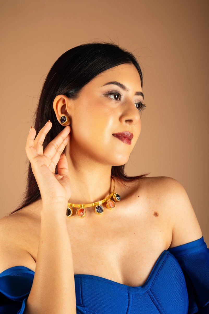 Earthborn Elegance Multicolor Choker Necklace - Jiaarajewellery