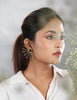 Earthy Stone Sun Wire Brass Earrings-B