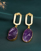 Eccentric Amethyst Stone Drop Earrings - Jiaarajewellery
