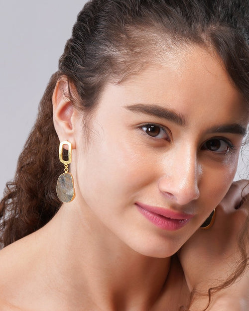Eccentric Labradorite Stone Drop Earrings - Jiaarajewellery