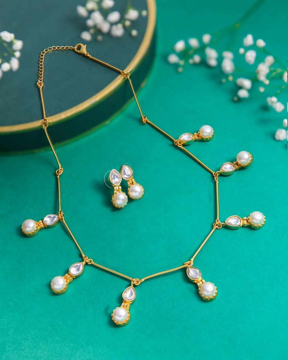 Enchanting pearl drop Necklace set - Jiaarajewellery