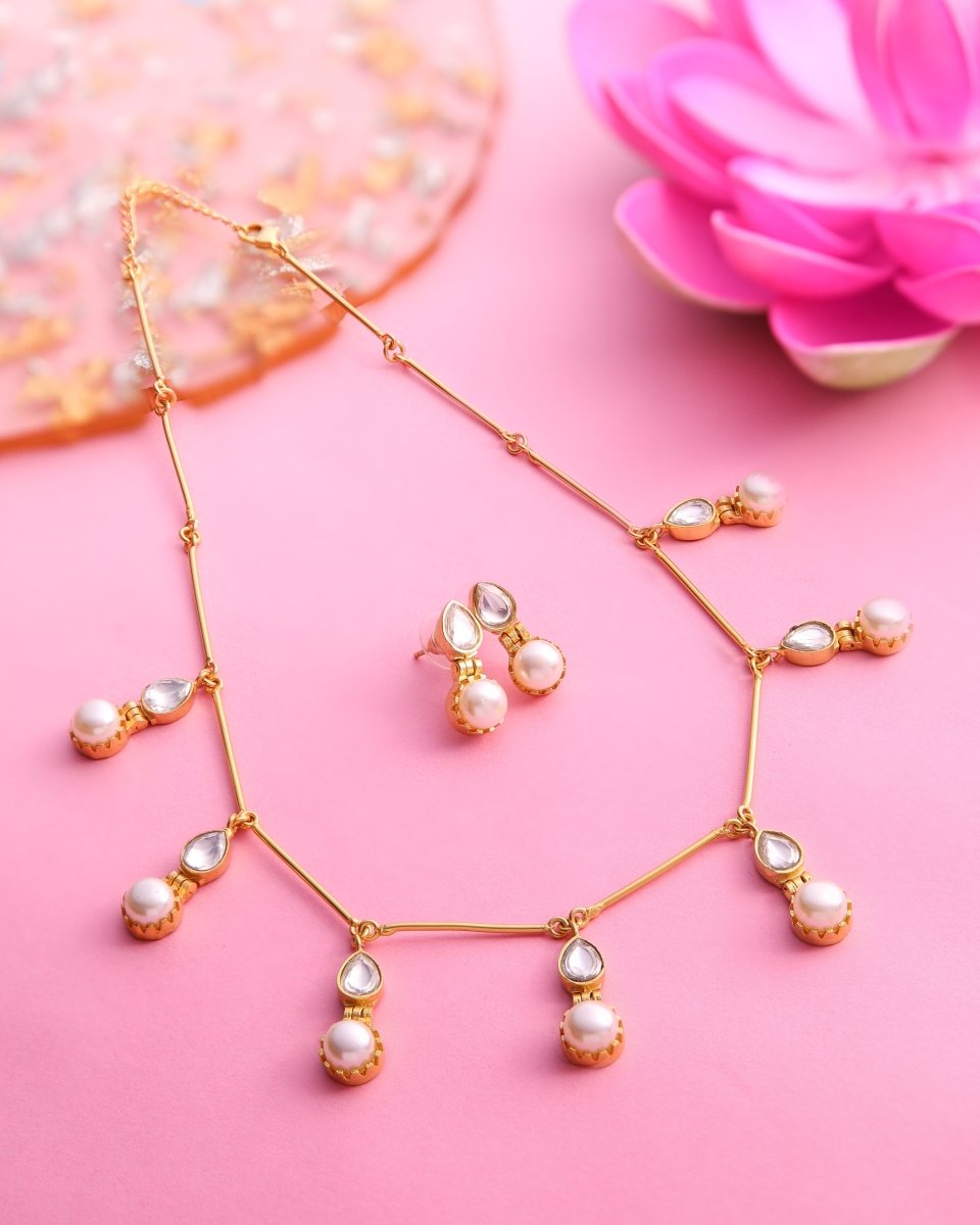 Enchanting pearl drop Necklace set - Jiaarajewellery