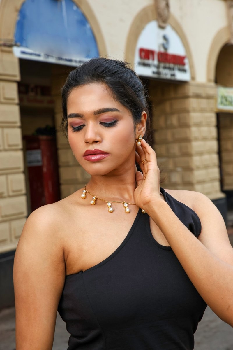Enchanting pearl drop Necklace set - Jiaarajewellery