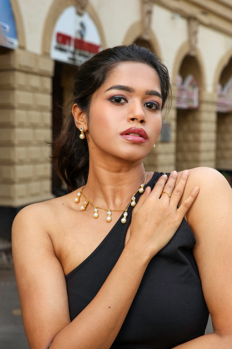 Enchanting pearl drop Necklace set - Jiaarajewellery