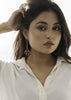Floral Glossy Stone Dangle Earrings-Red
