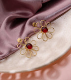 Floral Rice Bead Necklace Set - Ruby - Jiaarajewellery