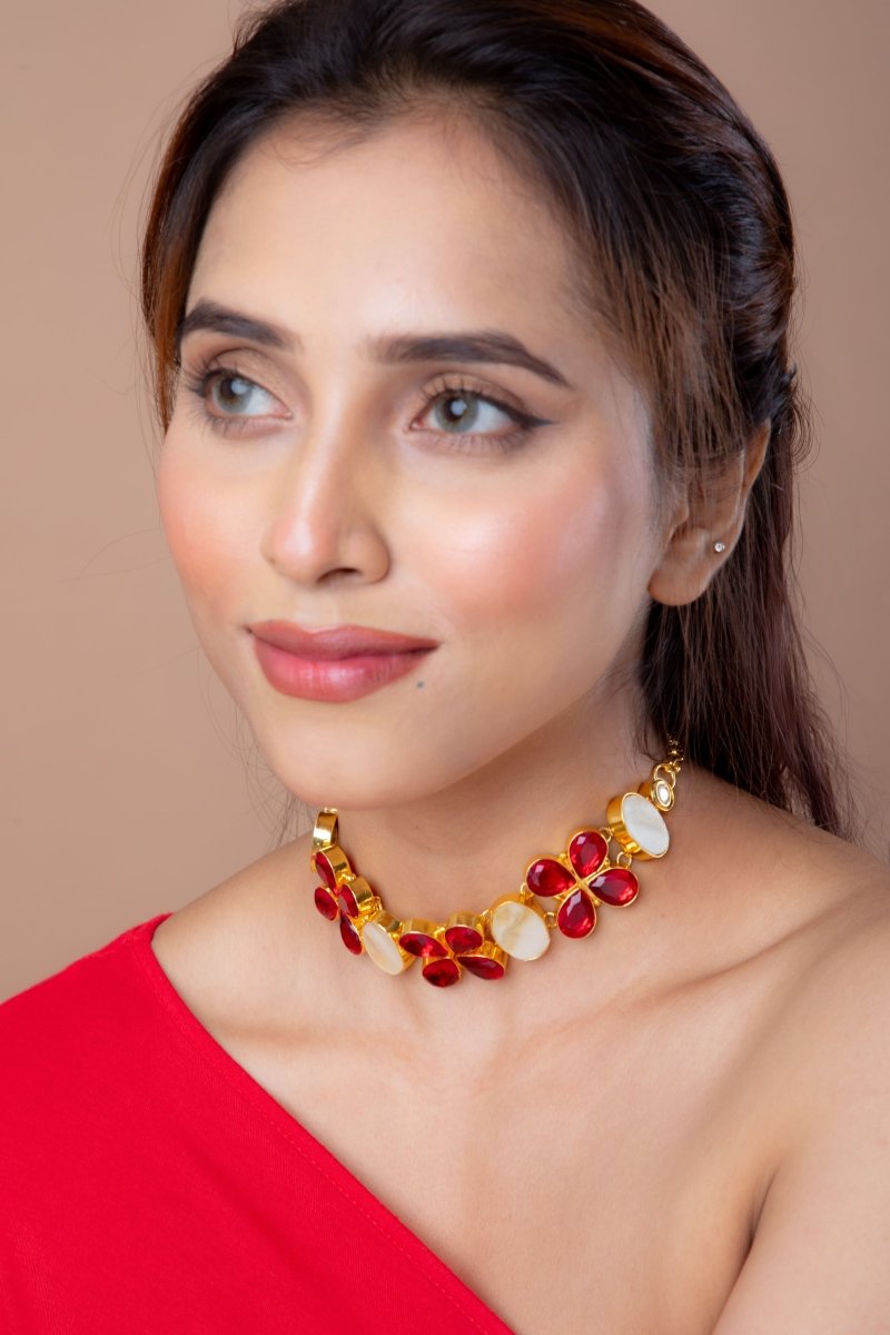 Gemstone glow Choker Necklace - Jiaarajewellery